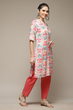 Peach LIVA Straight Kurta image number 5